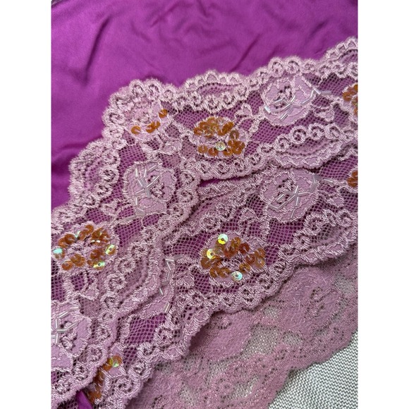 Sexy Ny&Co Silk Cami Babydoll Tee Womens Large Lace Sequins Hot Pink - Picture 7 of 11